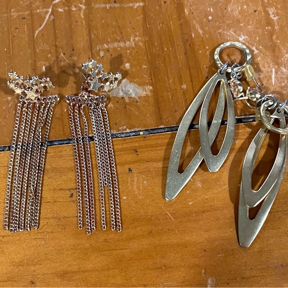 2 pairs dangling earrings gold, rose gold